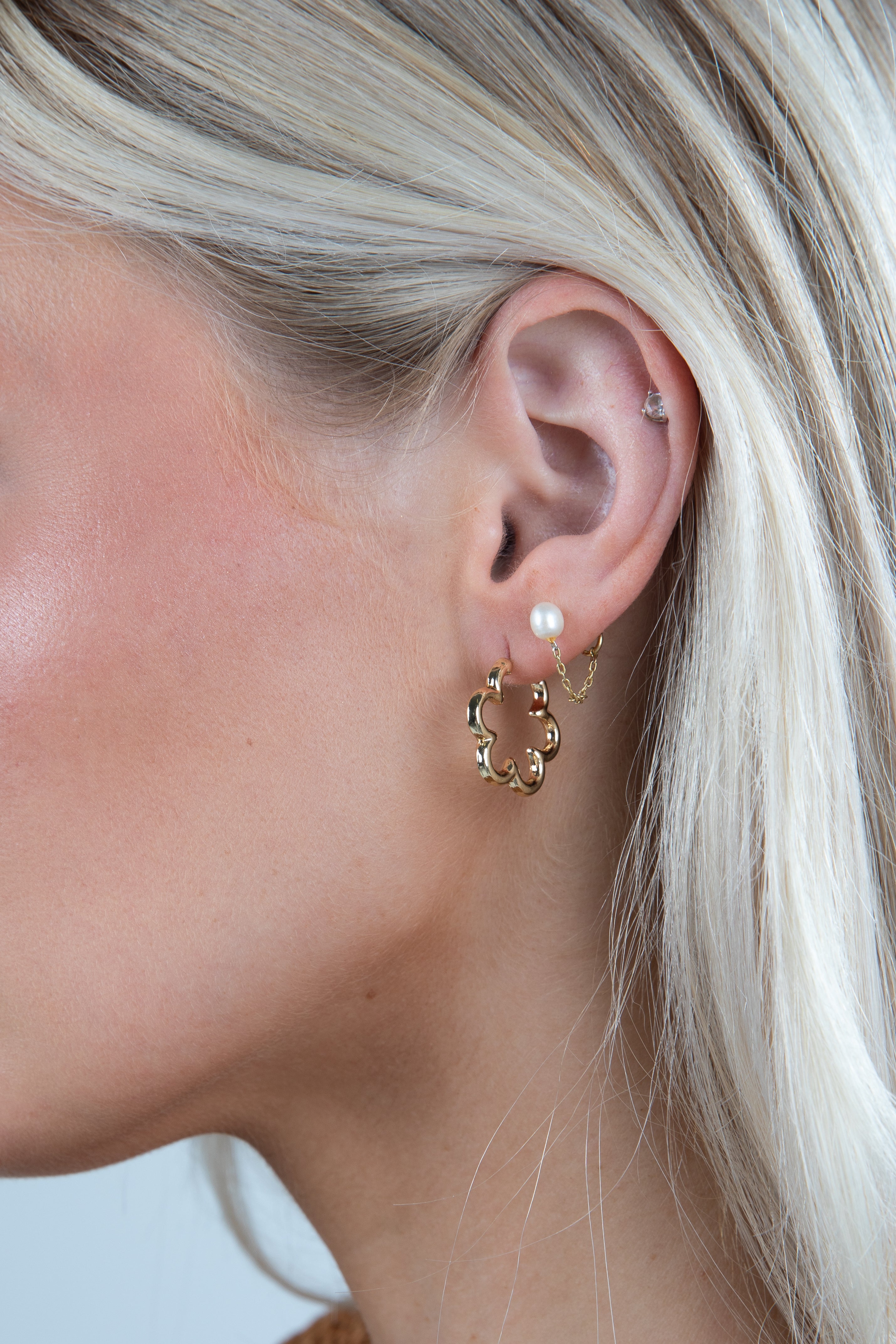 Nina Gold Flower Hoop Earrings