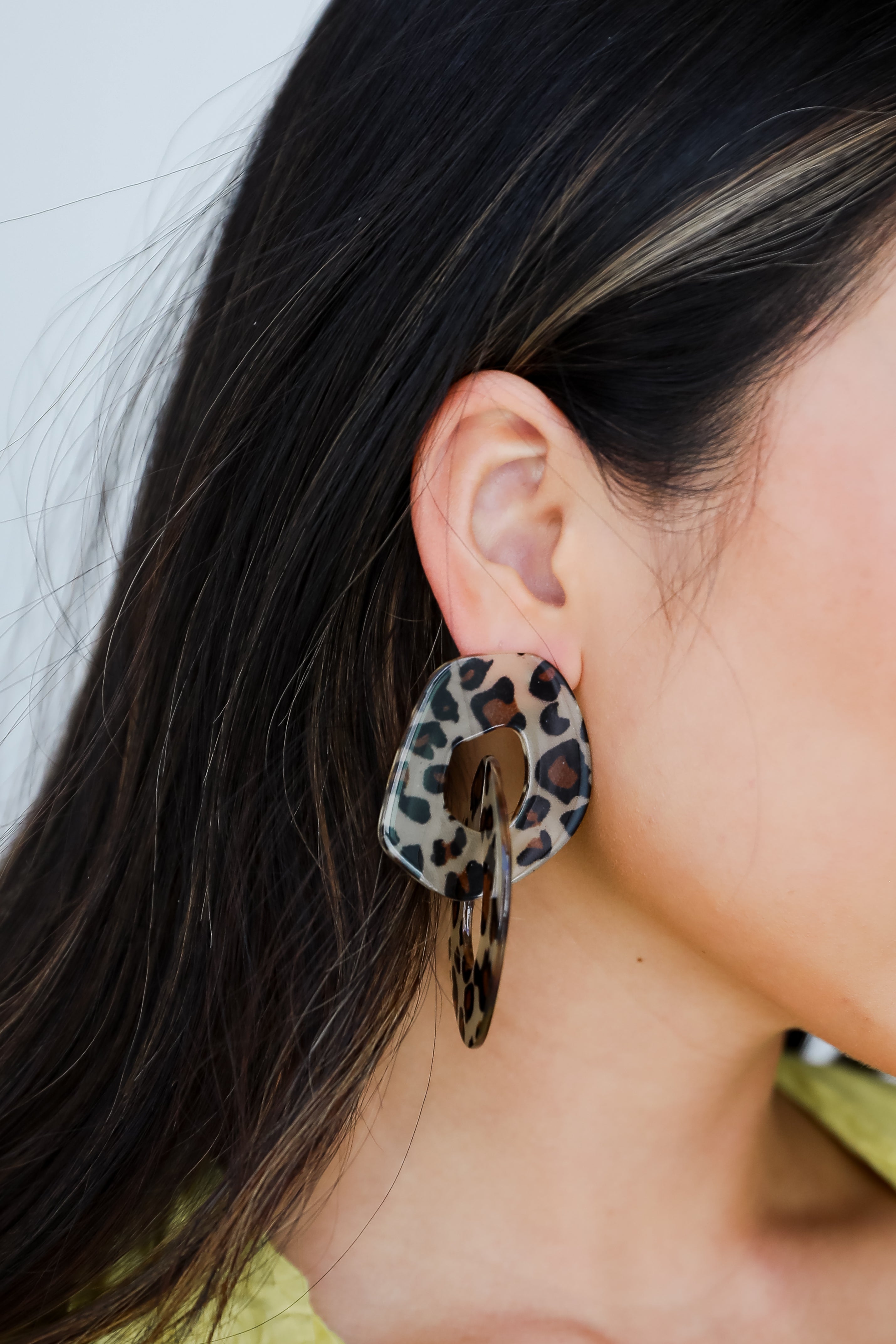 FINAL SALE - Teagan Leopard Acrylic Chainlink Statement Earrings