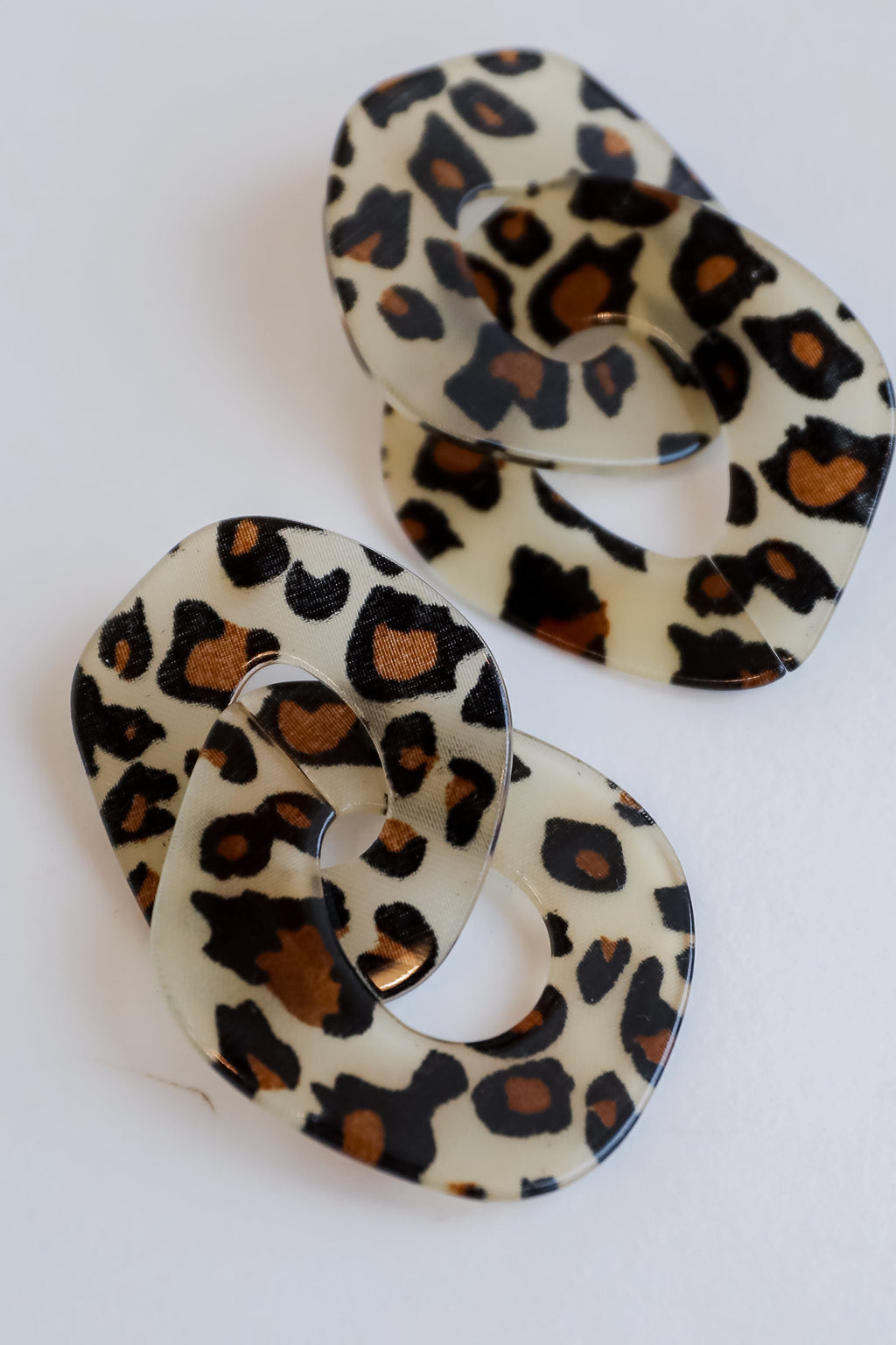 FINAL SALE - Teagan Leopard Acrylic Chainlink Statement Earrings