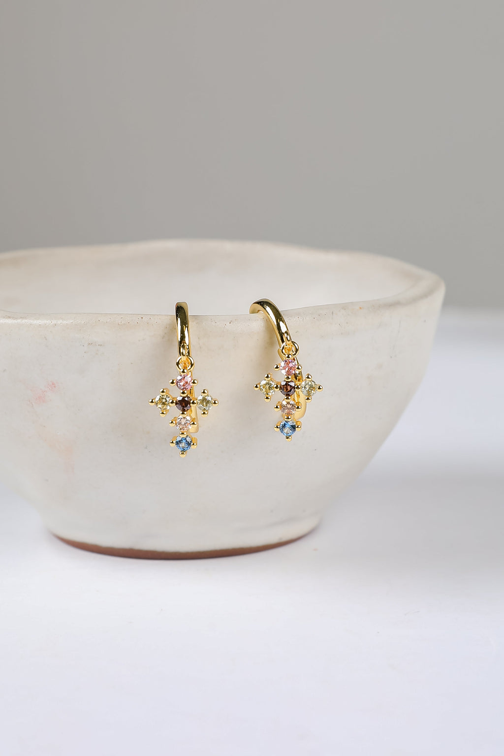 Hope Multi Cross Charm Mini Hoop Earrings