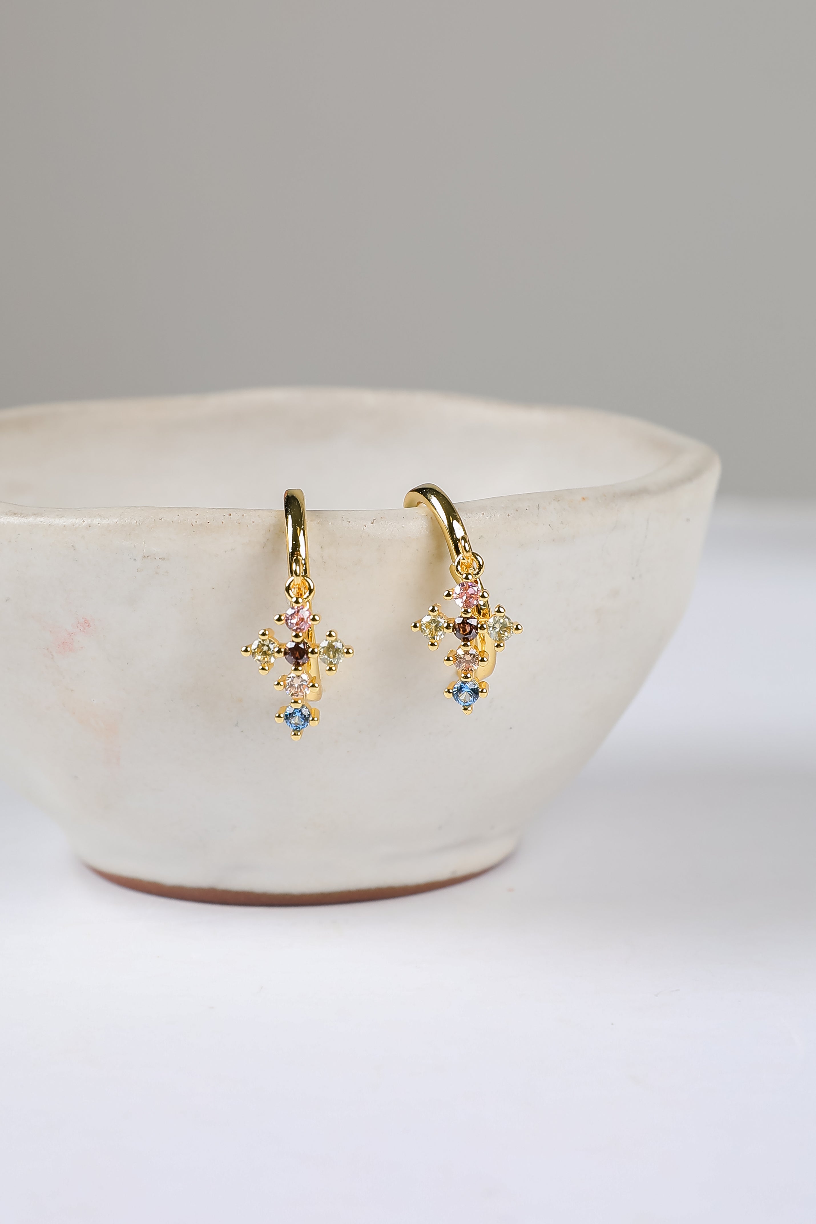 Hope Multi Cross Charm Mini Hoop Earrings