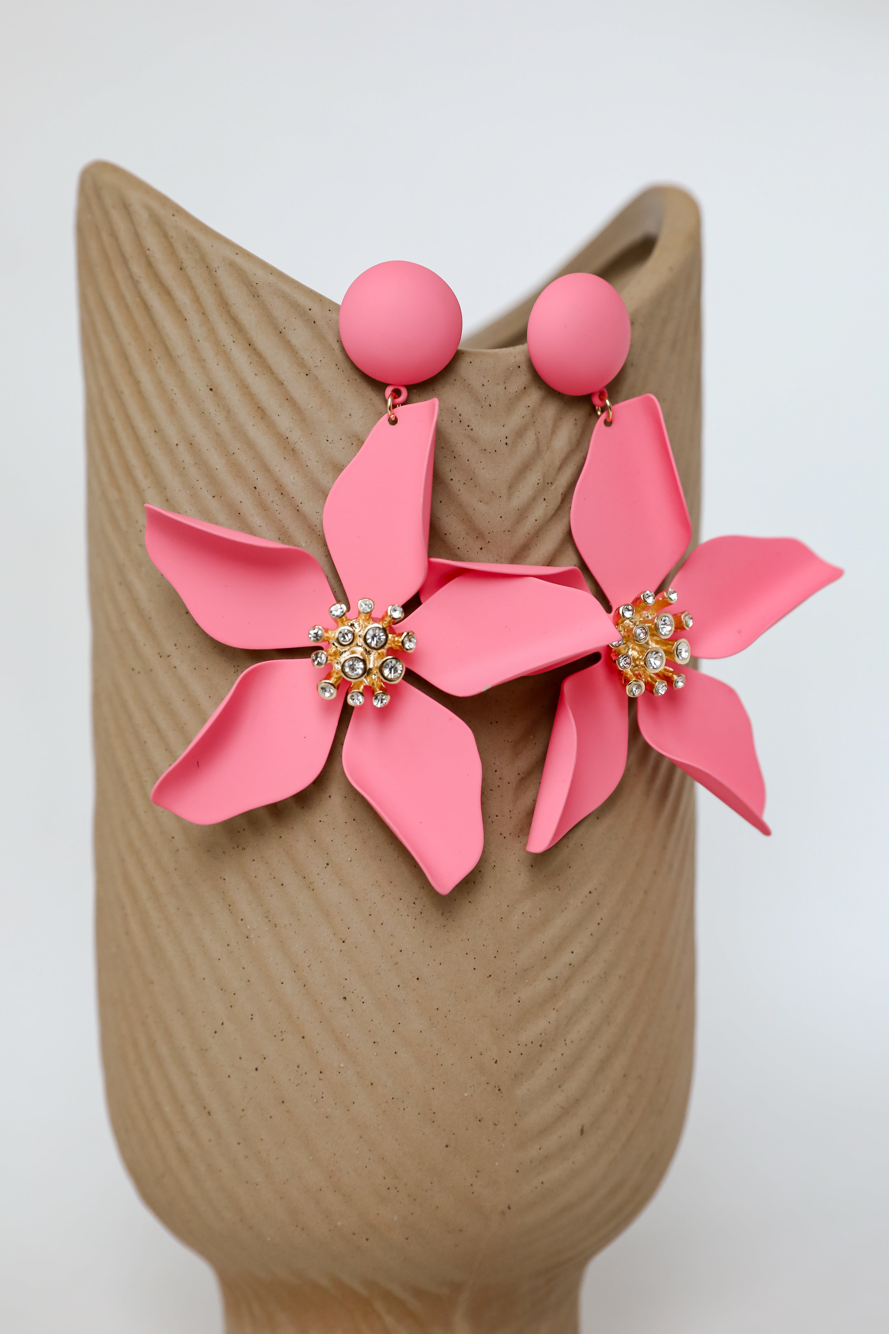 FINAL SALE - Callie Pink Statement Flower Drop Earrings