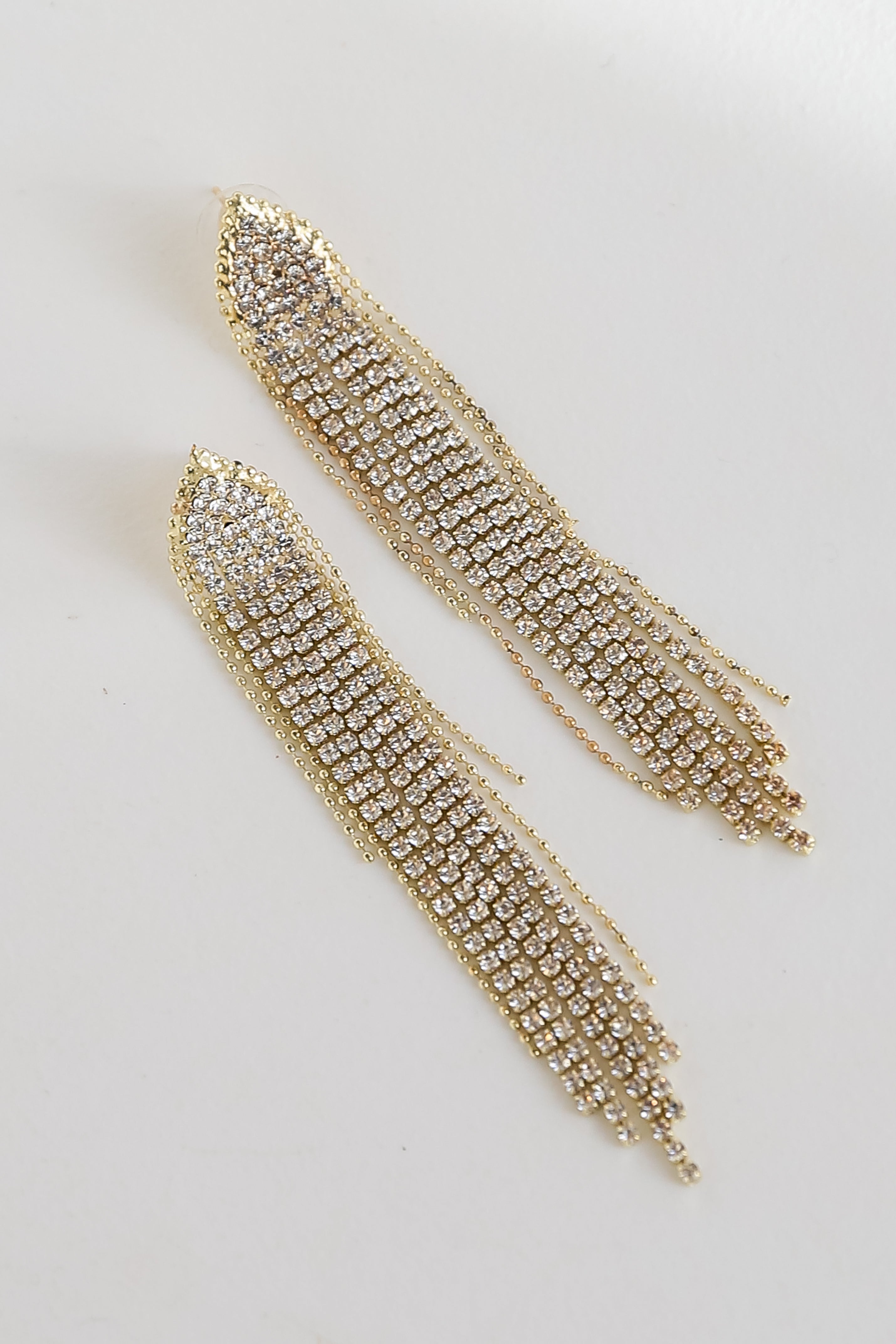 FINAL SALE - Miranda Gold Rhinestone Fringe Earrings