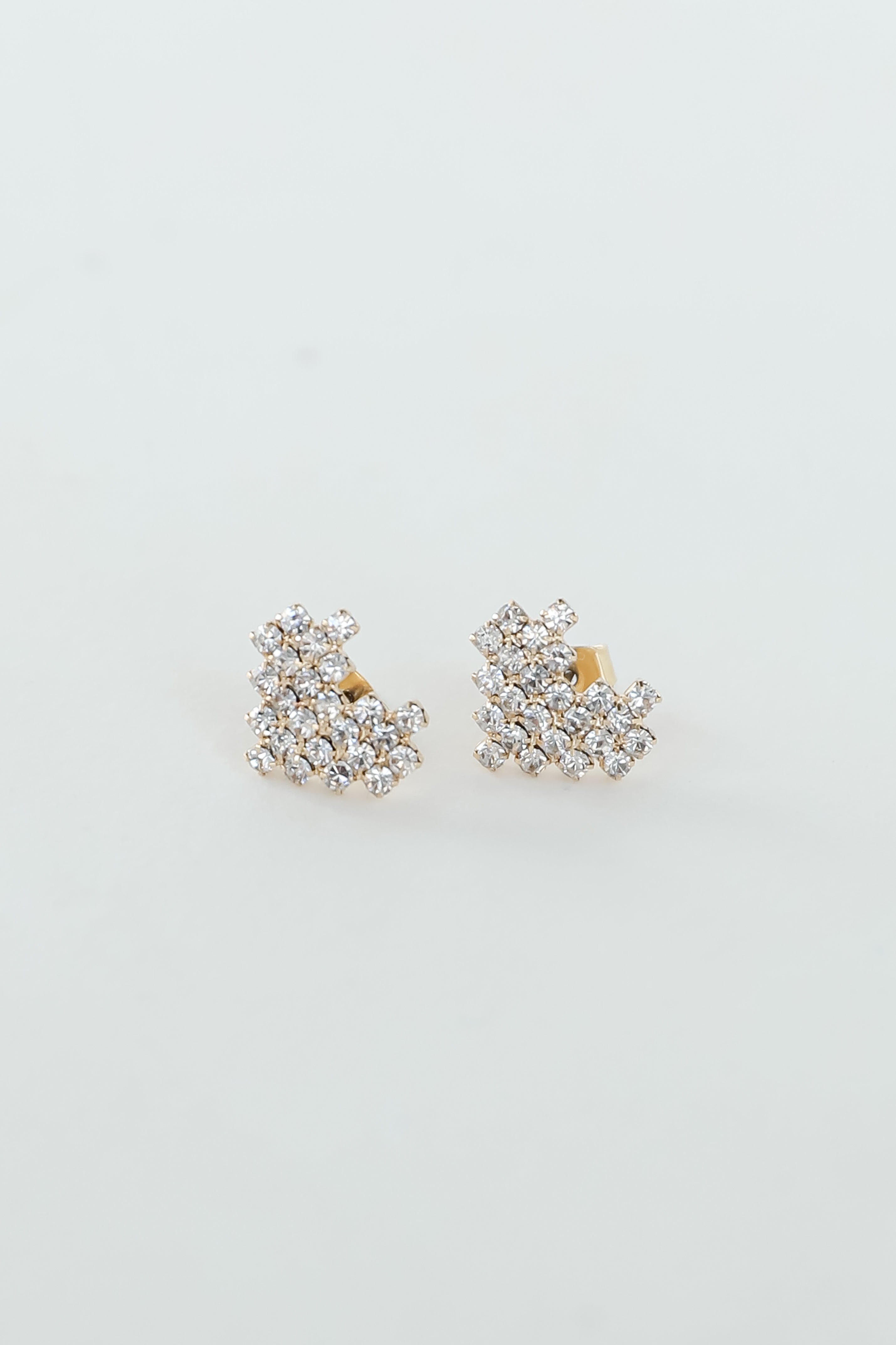 FINAL SALE - Haven Gold Rhinestone Heart Stud Earrings