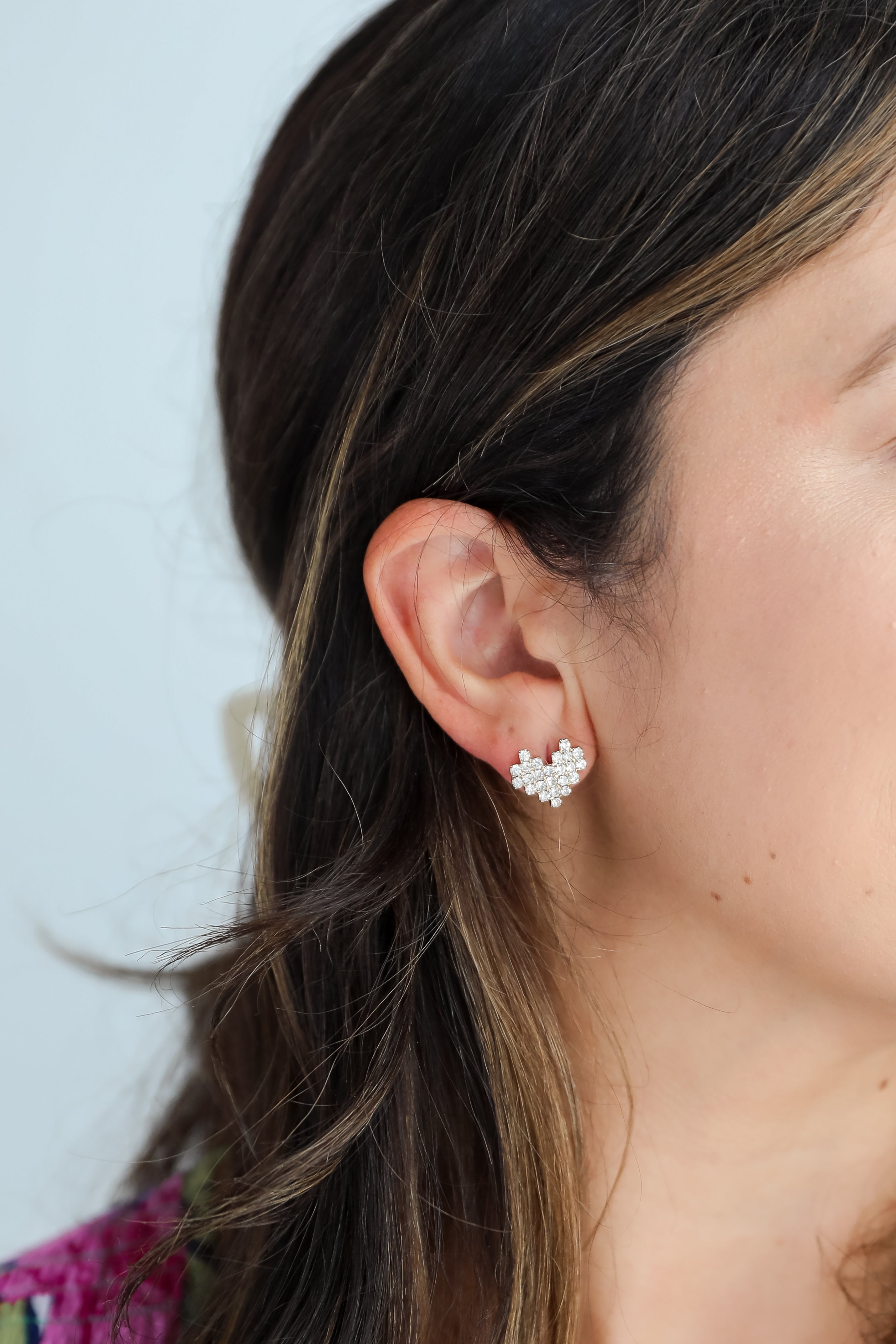 FINAL SALE - Haven Gold Rhinestone Heart Stud Earrings