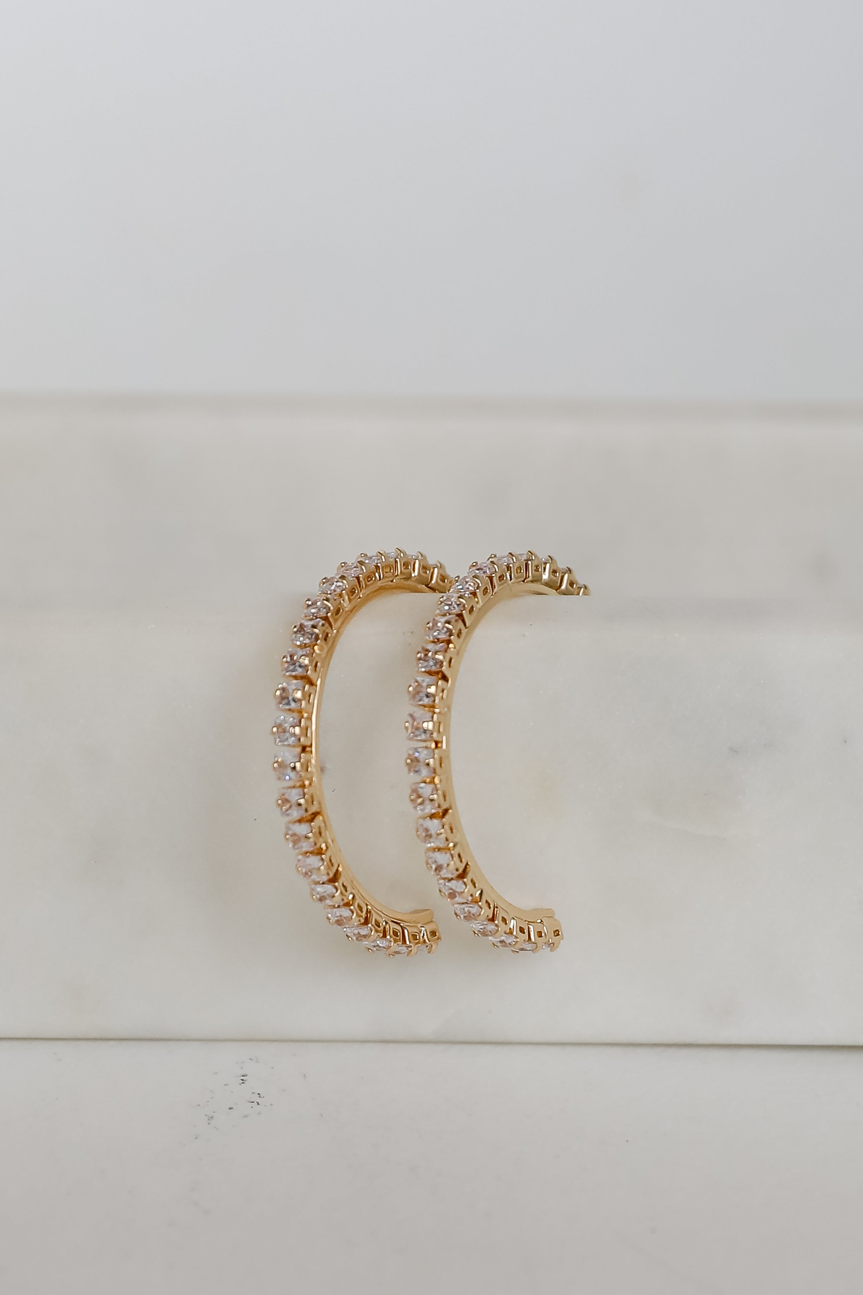 FINAL SALE - Missy Gold Rhinestone Hoop Earrings