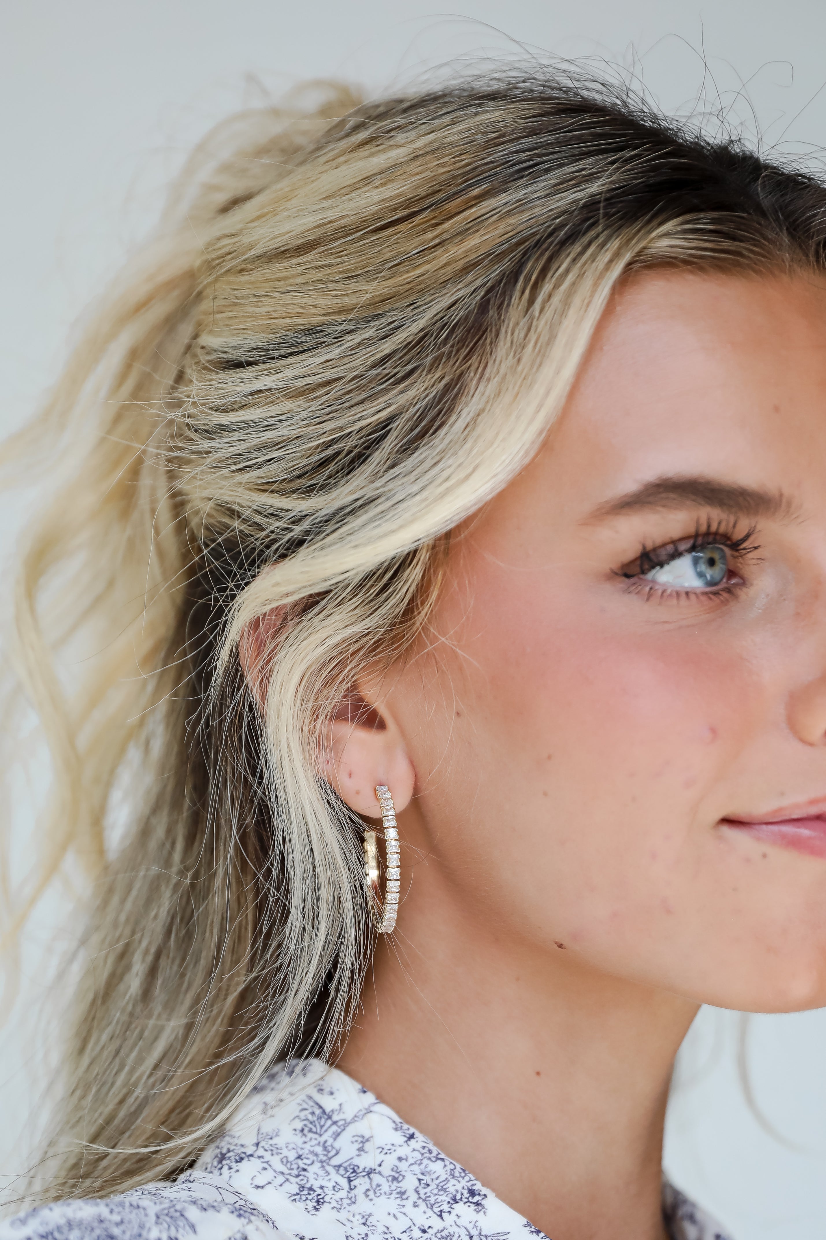 FINAL SALE - Missy Gold Rhinestone Hoop Earrings