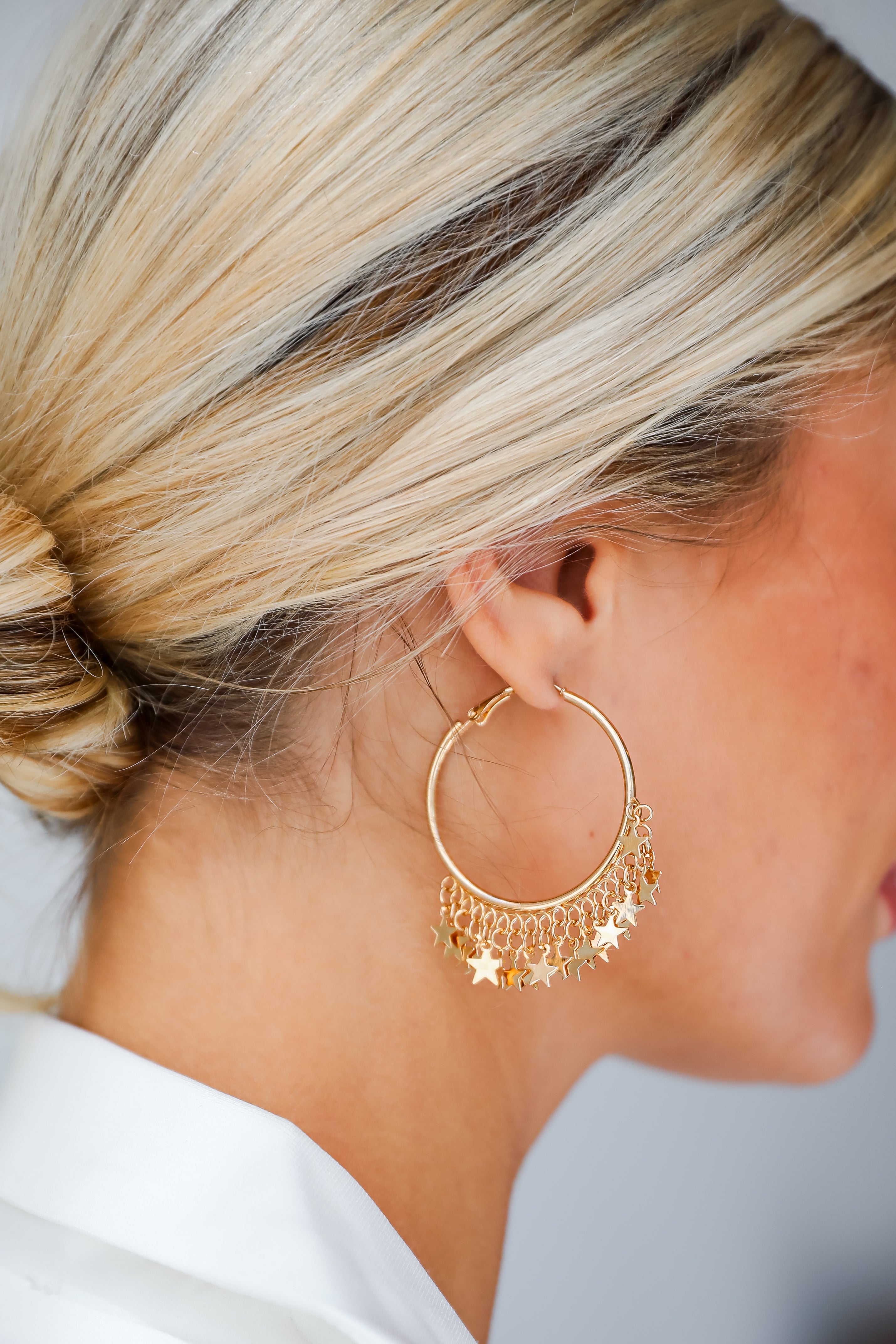 FINAL SALE - Maddy Gold Star Charm Hoop Earrings