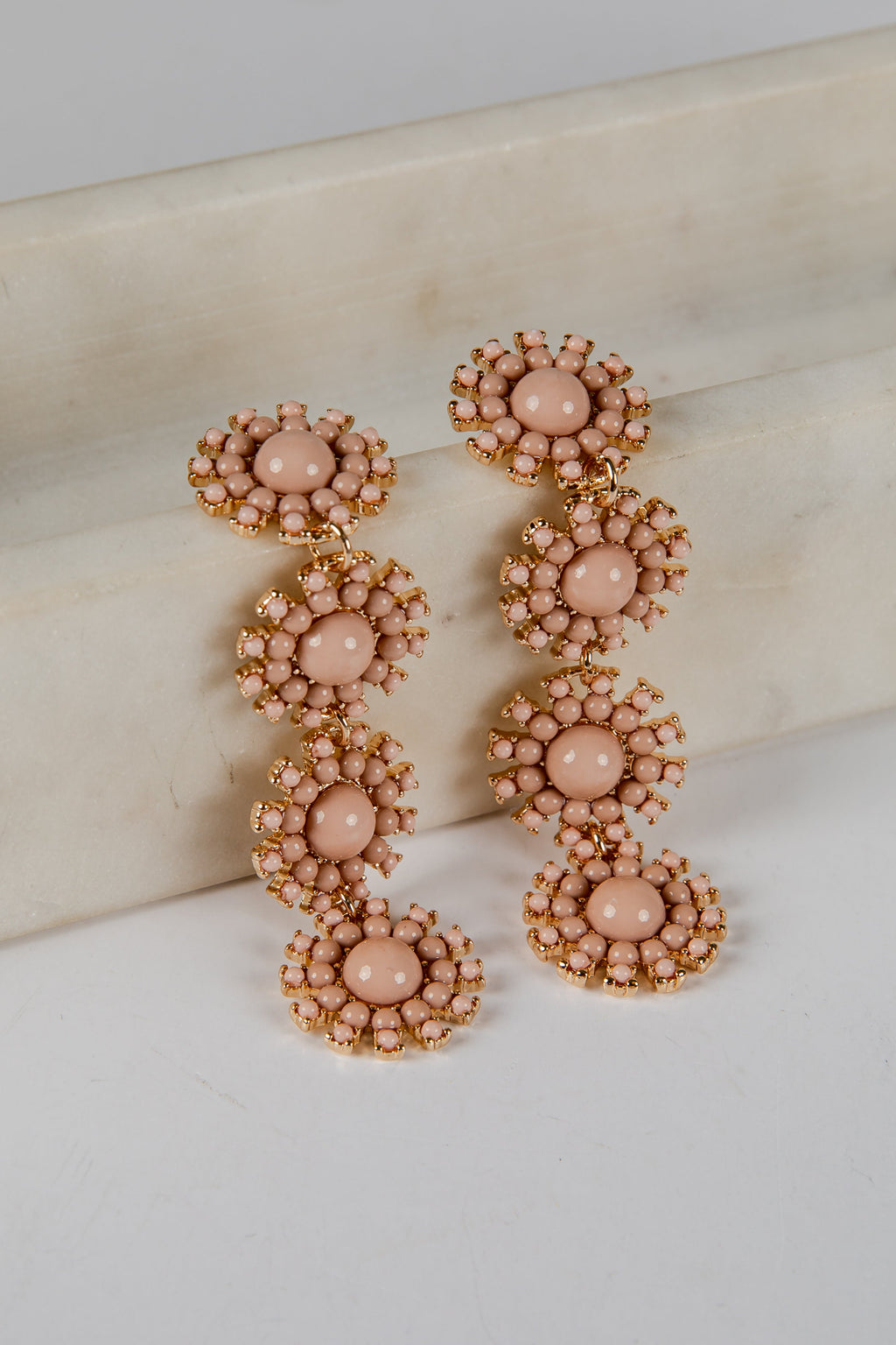 Naomi Gold Beaded Drop Earrings