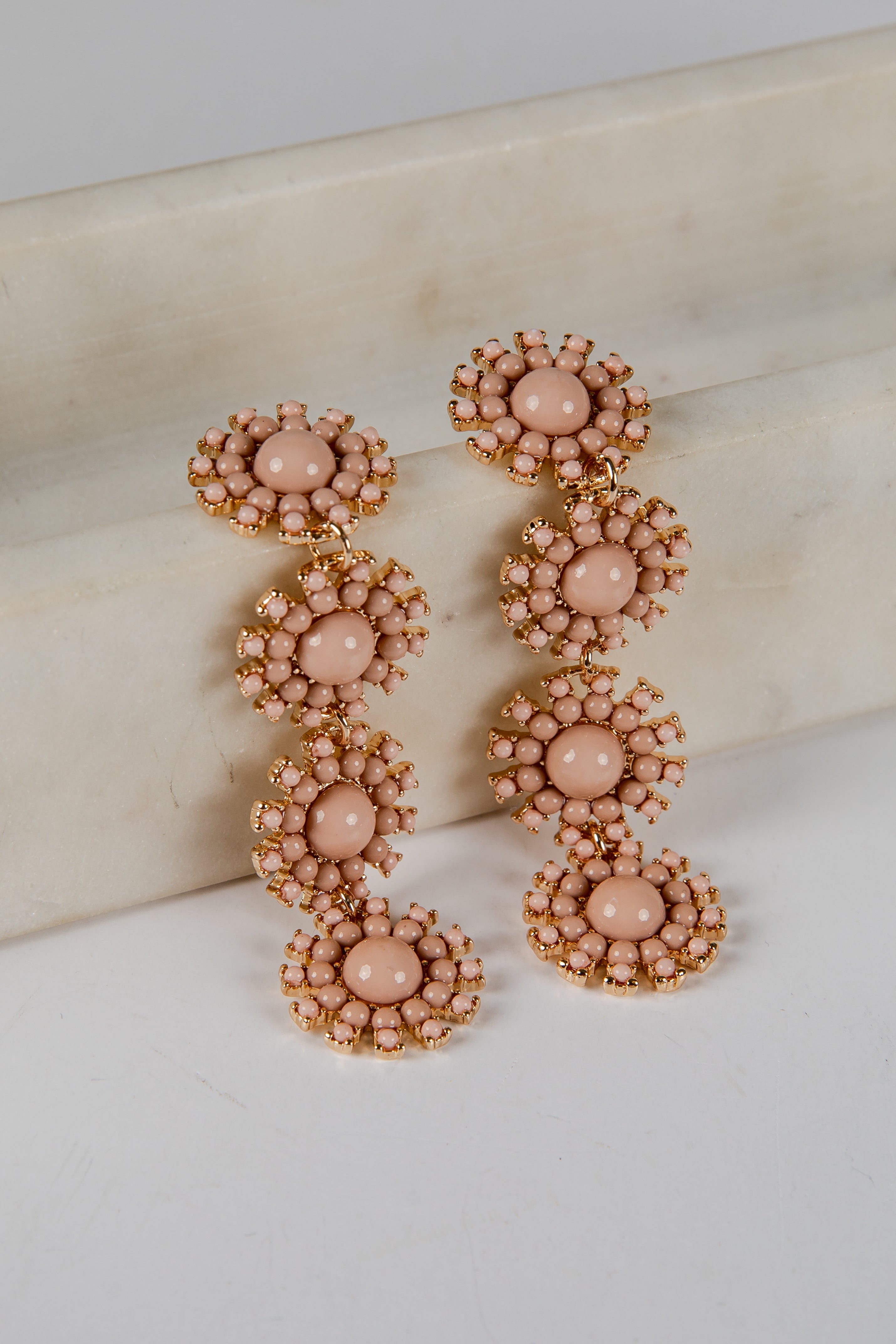 Naomi Gold Beaded Drop Earrings