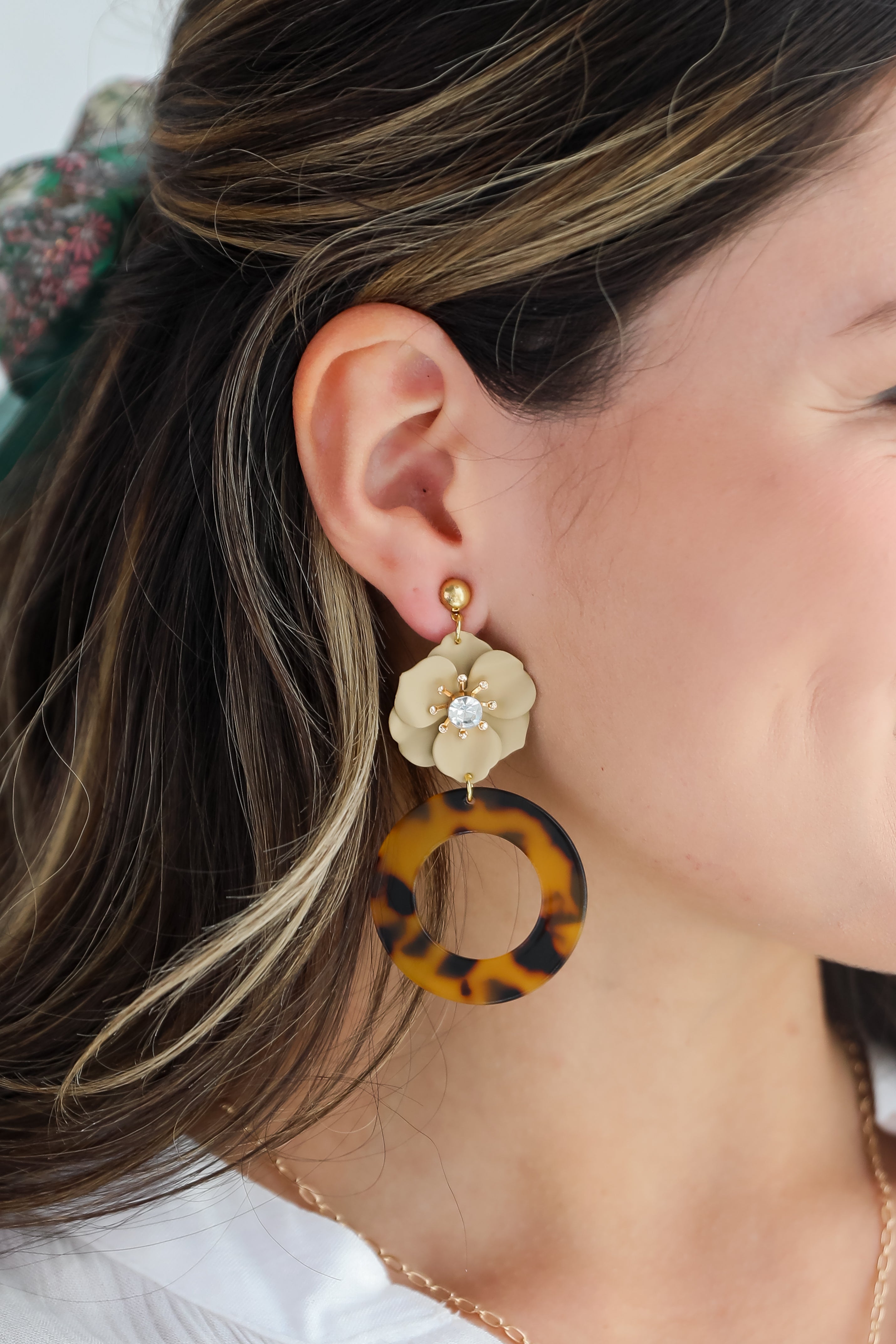 FINAL SALE - Selena Tortoise Flower Drop Earrings