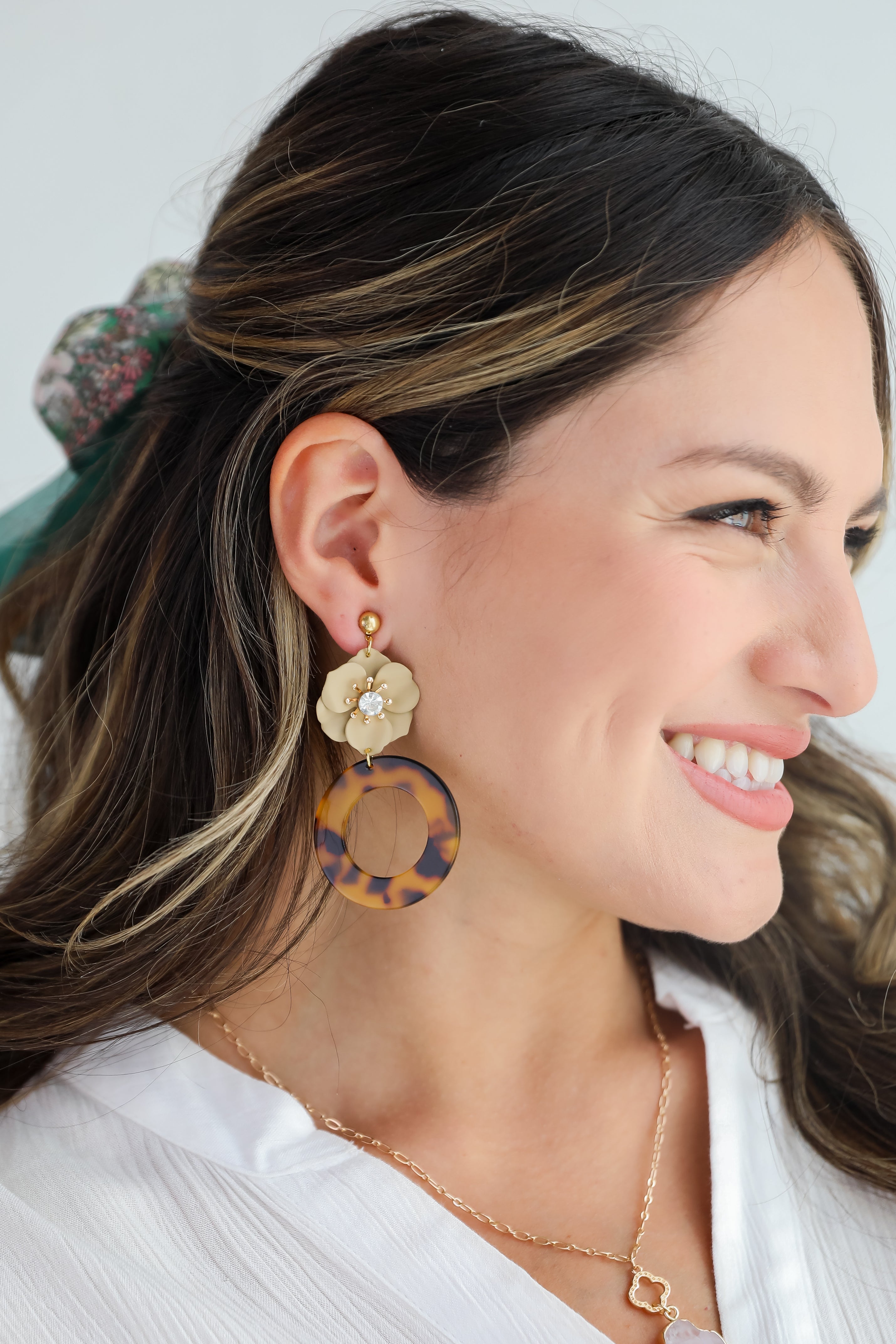 FINAL SALE - Selena Tortoise Flower Drop Earrings